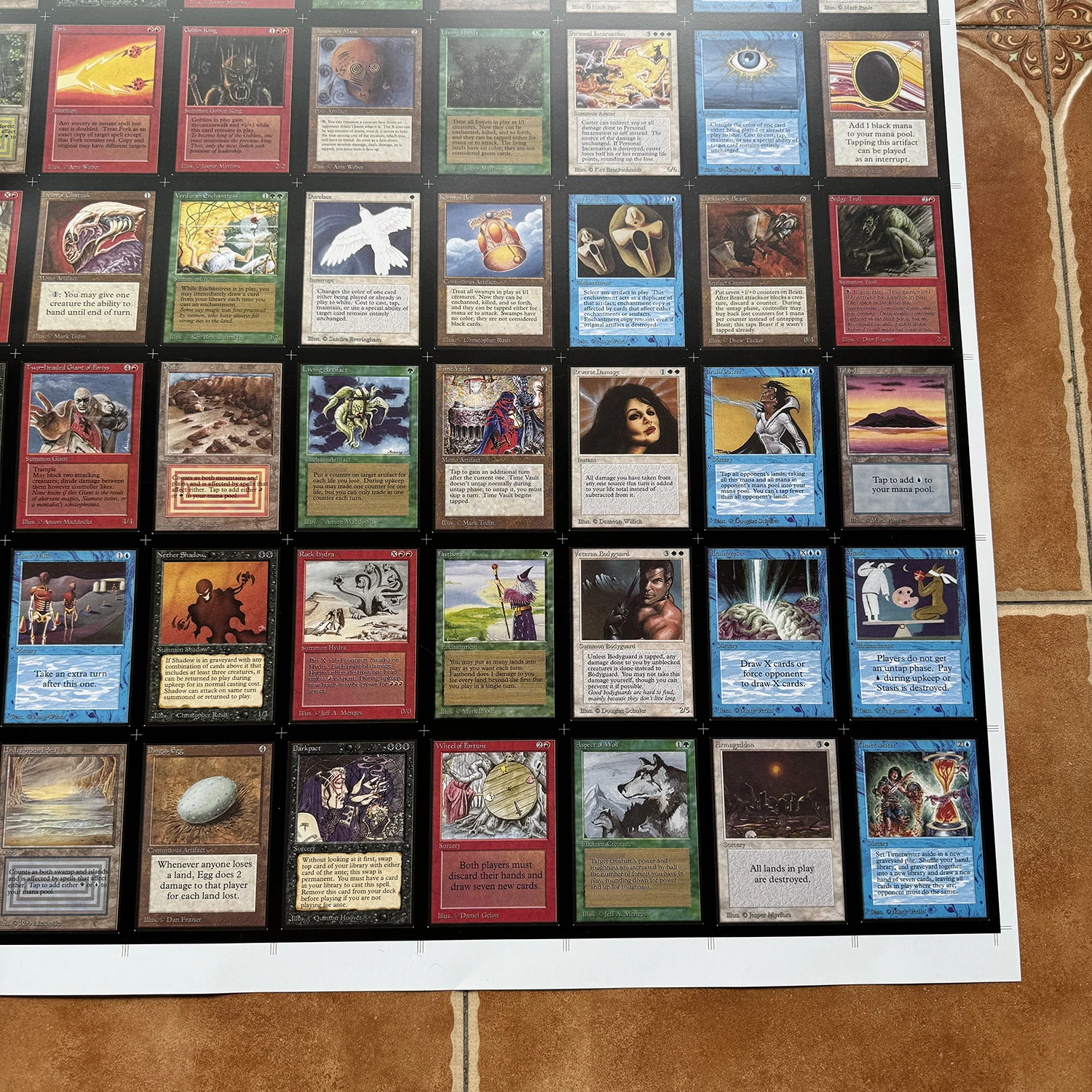 Magic Board Game Whole BETA Set Cards Limited Edition Original 121 Cards Uncut Sheet Dual Lands Power Nine Frame Wallpaper