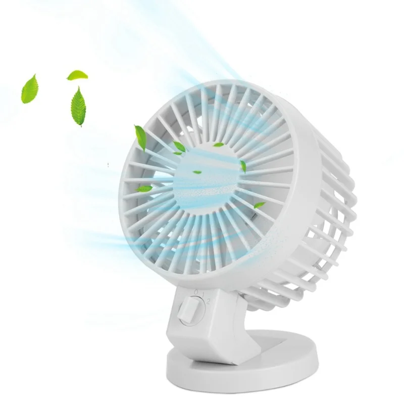 

Portable Mini Desk Fan USB Ultra Quiet Fan 45° Adjustment For Home Office DesktopWhite