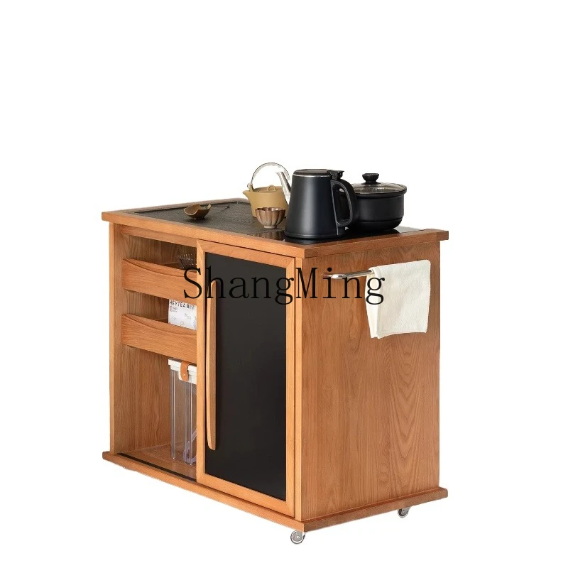 

ZYY movable coffee table living room household small apartment tea integrated solid wood tea table tea table