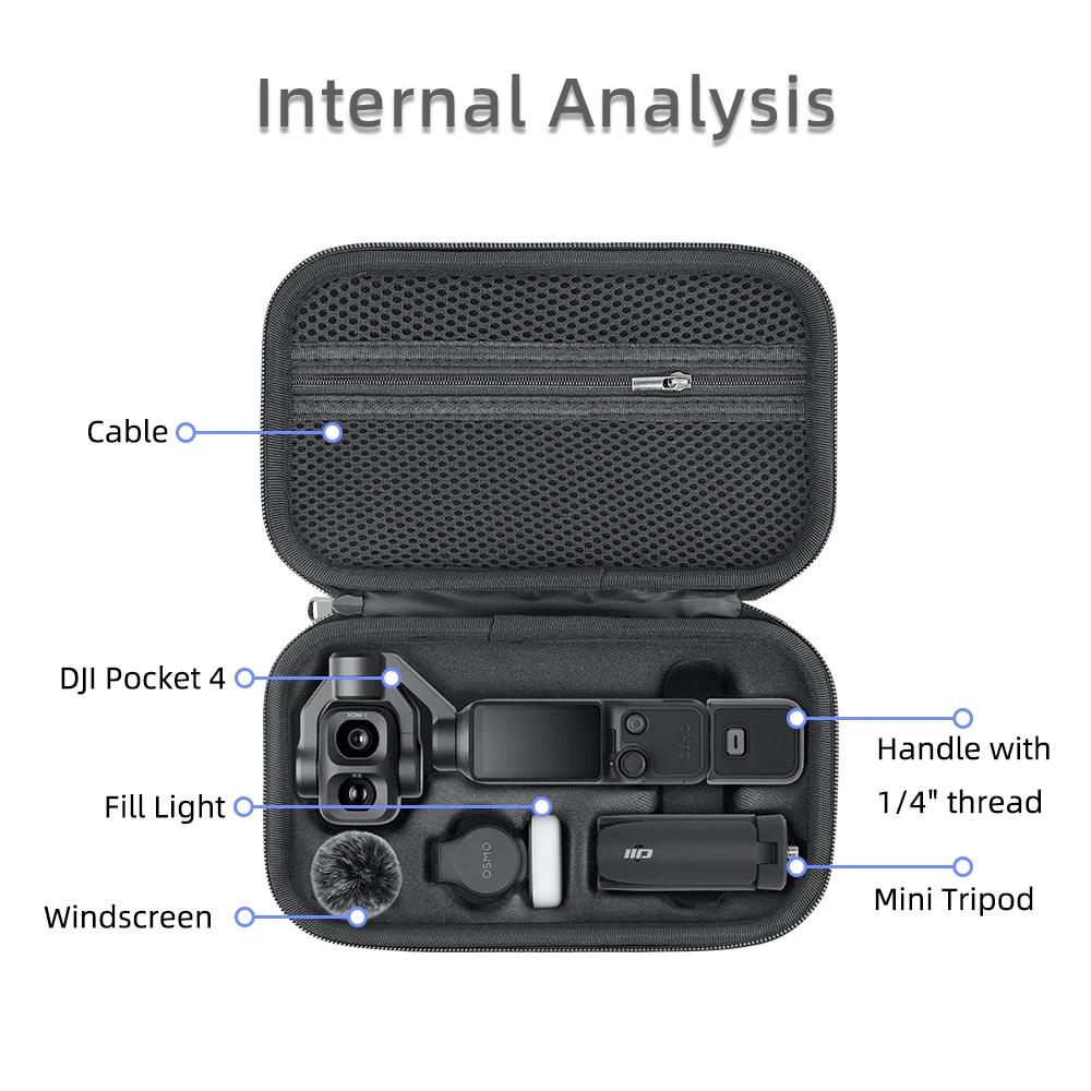 Shoulder Bag Portable Case Tripod Fill Light 1/4“ Threaded Handle Storage PU Waterproof Box for DJI Osmo Pocket 4P Gimbal Camera view 2