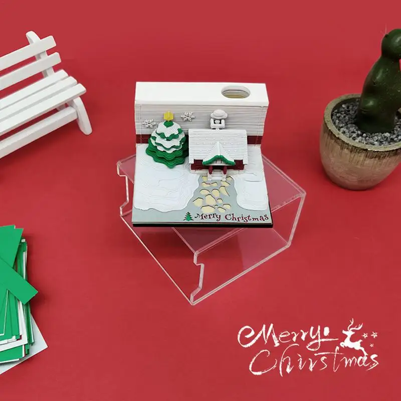 3D Notepad 3D Paper Carving Sculpture Memo Pad Tear Off Paper Collectible Stationery Desktop Paper Carving Statue For Dormitory