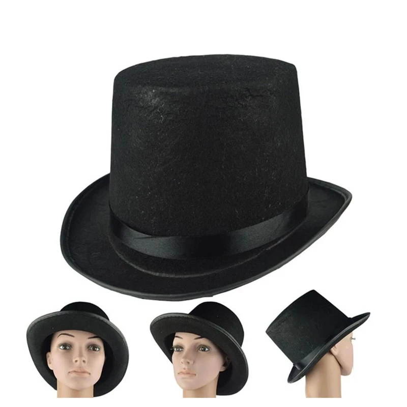 Black Top Hat Magician Top Hat Bowler Top Hat Fancy Dress Costume Magician Performed Hat Jazz Stage Performances