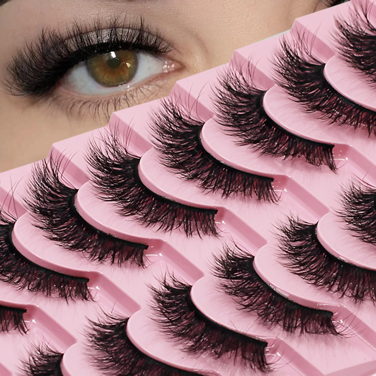 Sztuczne rzęsy Naturalne rzęsy Delikatne sztuczne rzęsy Rzęsy w paskach typu kocie oko Zestaw puszystych rzęs Naturalny wygląd Krótkie rzęsy typu kocie oko 10 par