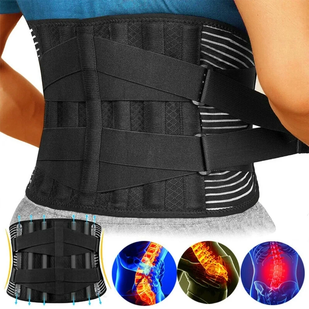 Adjustable Back Support Belt Medical Orthopedic Lumbar Double Pull Breathable for Sciatica with Anti-Skid Relieve Relaxed Waist