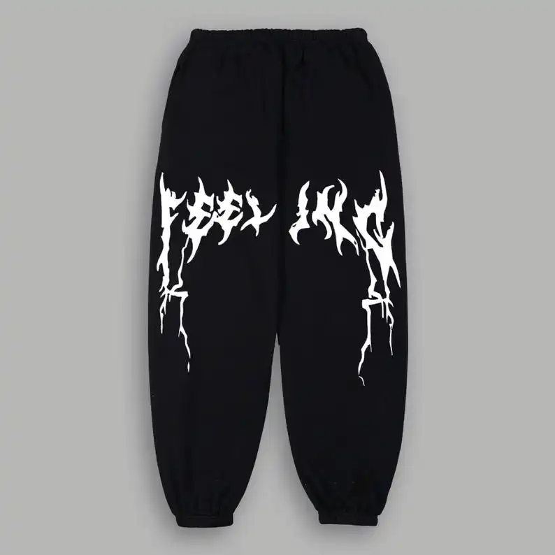 Men's and Women's Flame Pattern Jogging Pants - Gothic Style Street Fashion Casual Jogging Pants - Athletic Long Pants