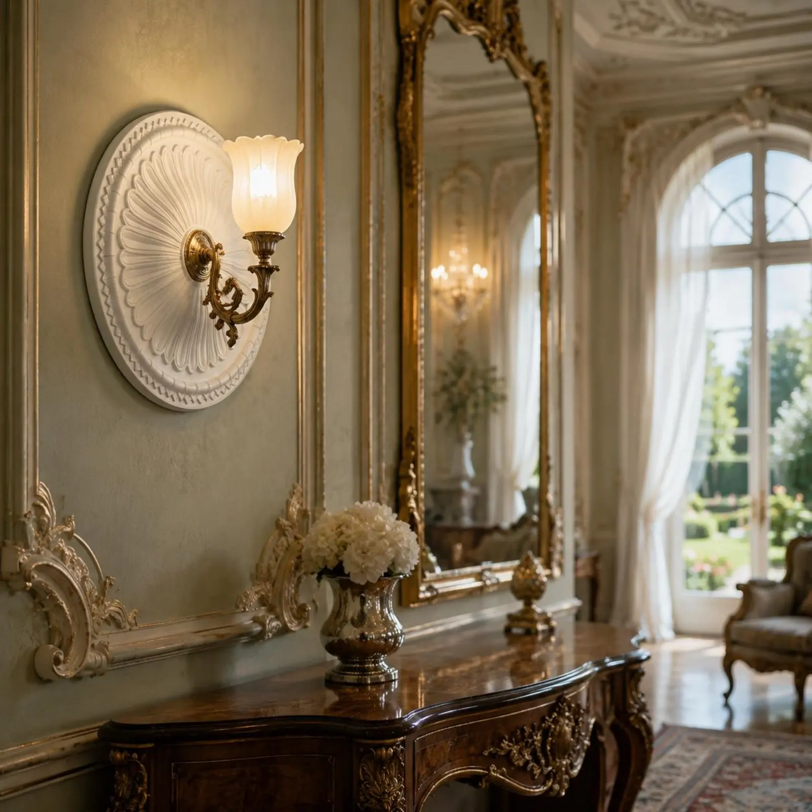 European Design Ceiling Decor Plate Lightweight Chandelier Medallion Round Floral Ceiling Medallion Easy to Install