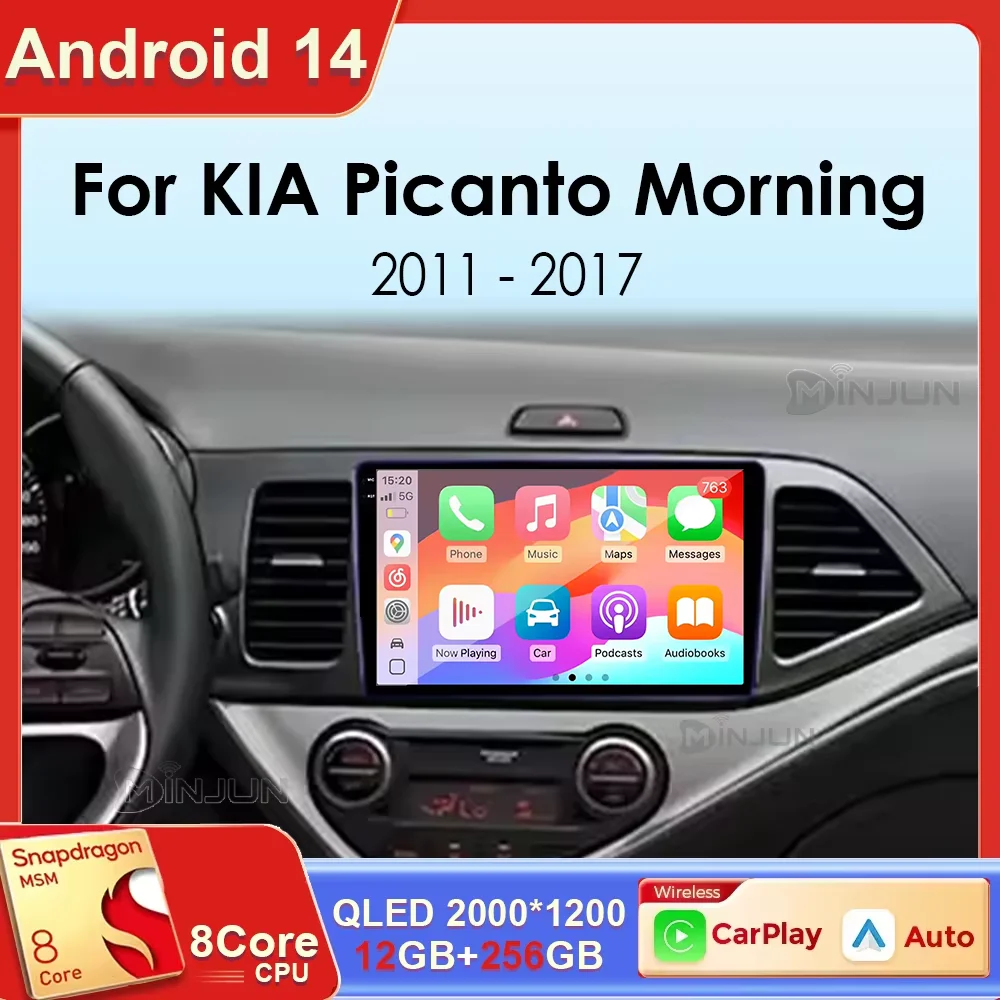 

For KIA Morning 3 Picanto LHD 2011-2017 9Inch Qualcomm Car Multimedia Player Android 15 Car Stereo Radio GPS Carplay Auto