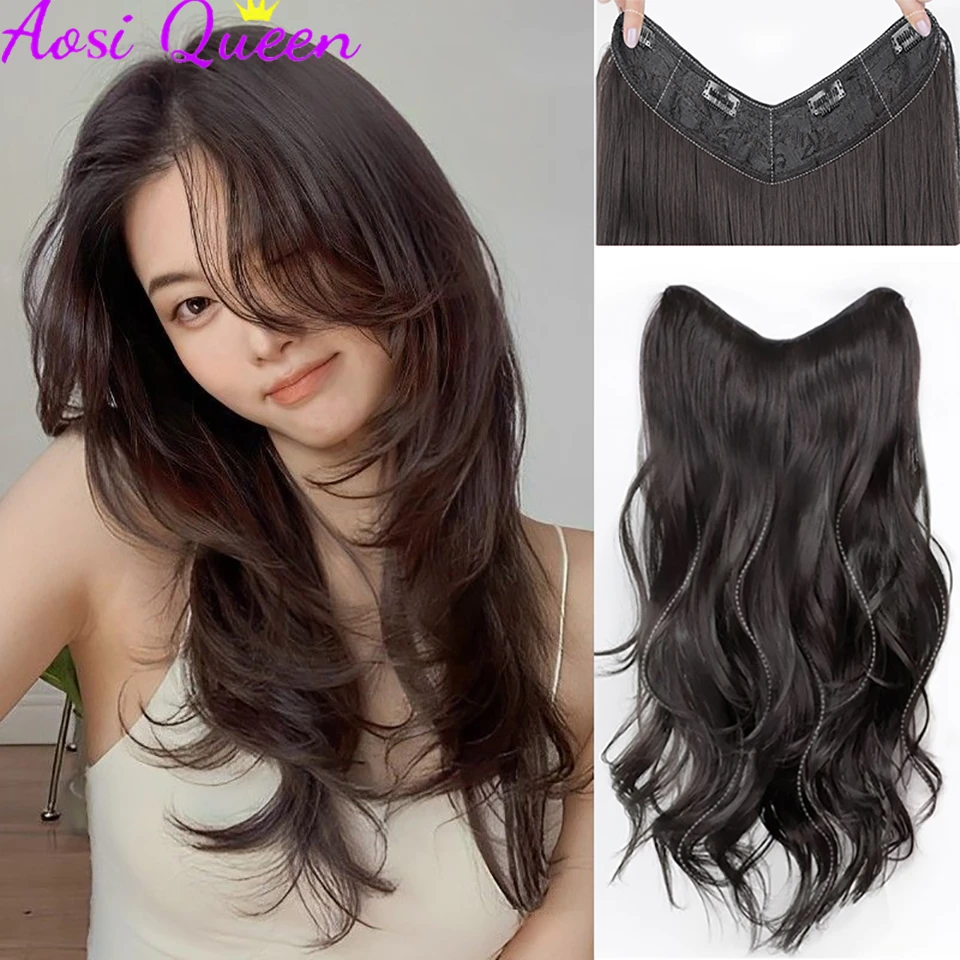 AOSI Synthetic Wig Women\'s One-piece French Curl Invisible Seamless Curling Piece To Increase Hair Volume Curly Hair Extensions