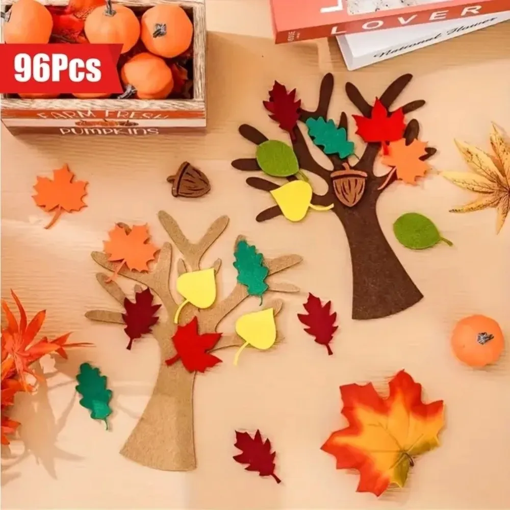 96PCS DIY Felt Felt Tree Crafts Kit Classic Wall Ornaments Handmade Crafts Kit Home Decoration Kit Wall Decor Ornaments