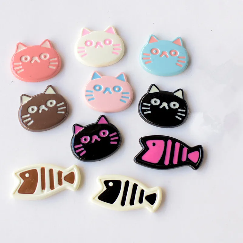 

100pcs Cute Resin Kawaii Mini Cartoon Animal Cat Fish Flatback Stone Figurine Scrapbook DIY Decor Home Accessories Crafts