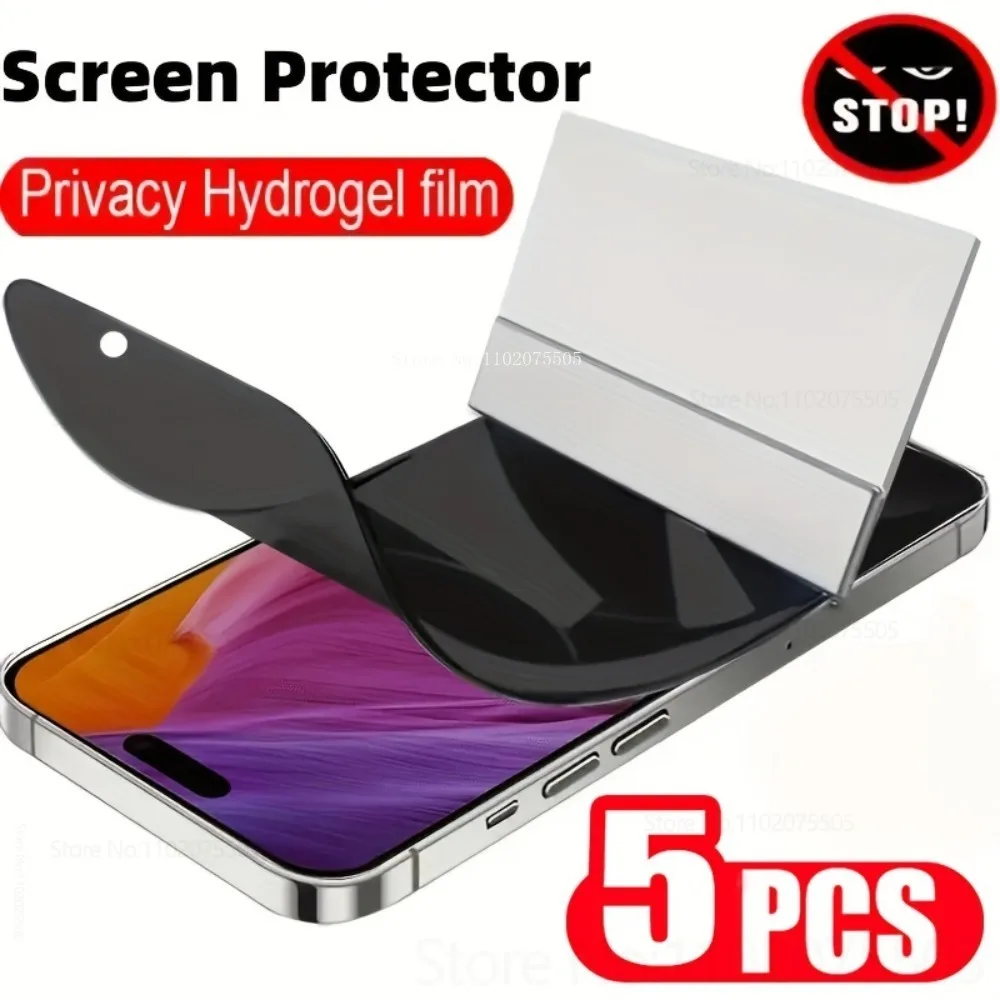 

5Pcs Privacy Hydrogel Film for IPhone 17 Pro 17 Promax 16 Plus 16E Soft Anti-Spy Screen Protector 15 14 13 Promax XR X 11 12Mini
