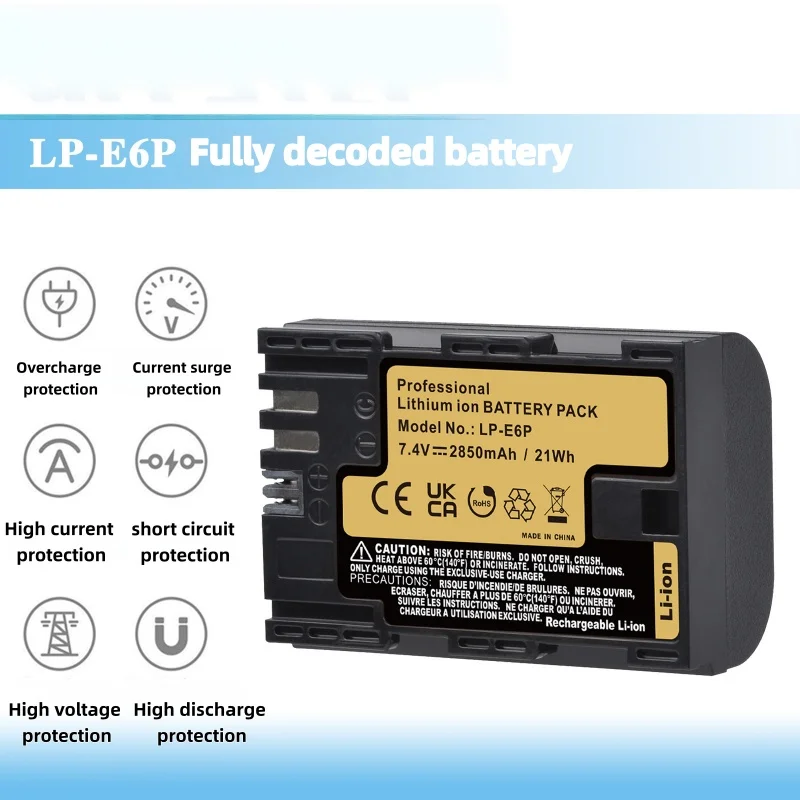 LP-E6P 2850mAh Camera Battery Suitable for Canon R5 MARK II High-quality High-capacity Fully Decoded Lithium Battery
