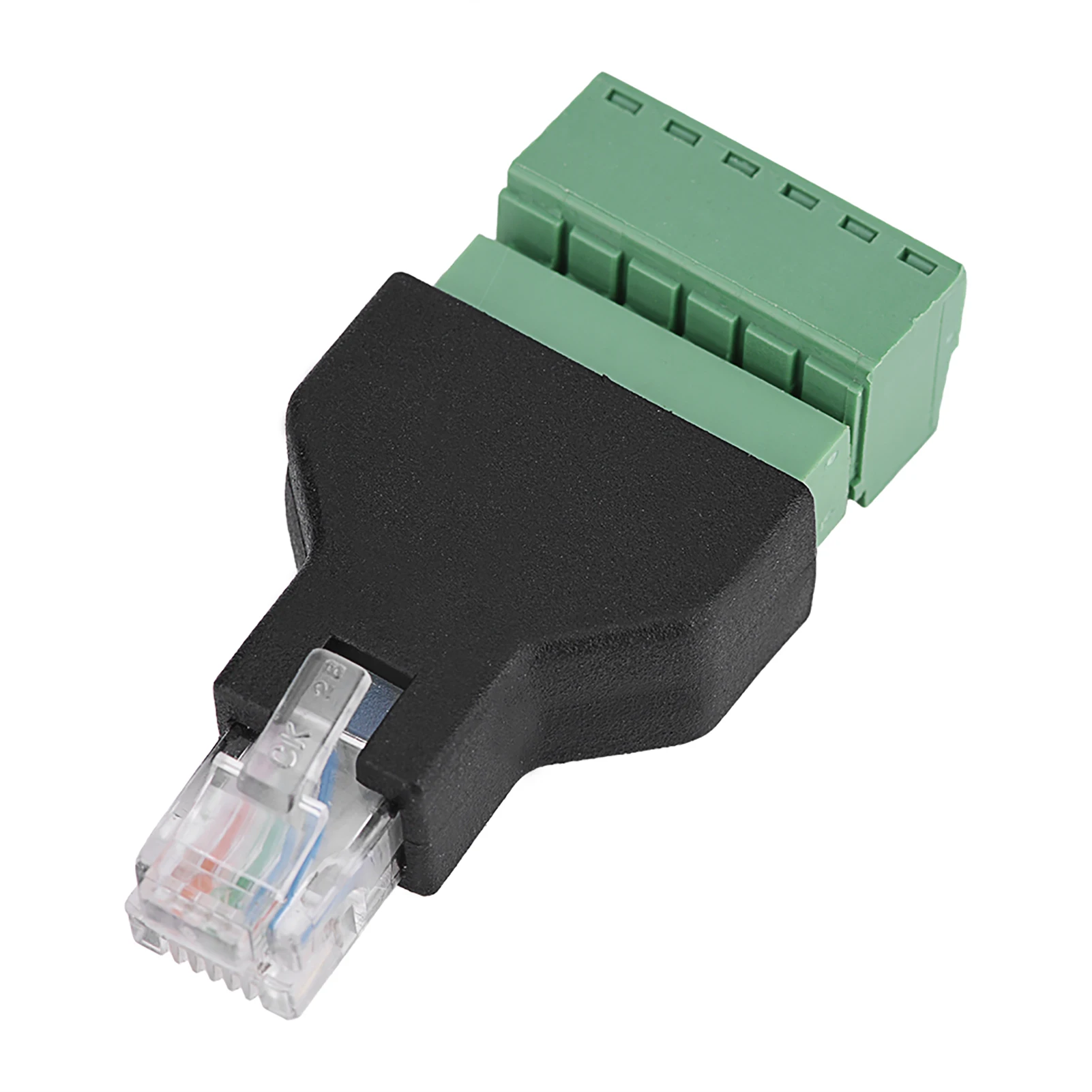 1Pcs Ethernet Coupler RJ12 Splitter 6P6C Male to 6 Pin Screw Terminals Adapter Connector Stable Connection for Network Wiring