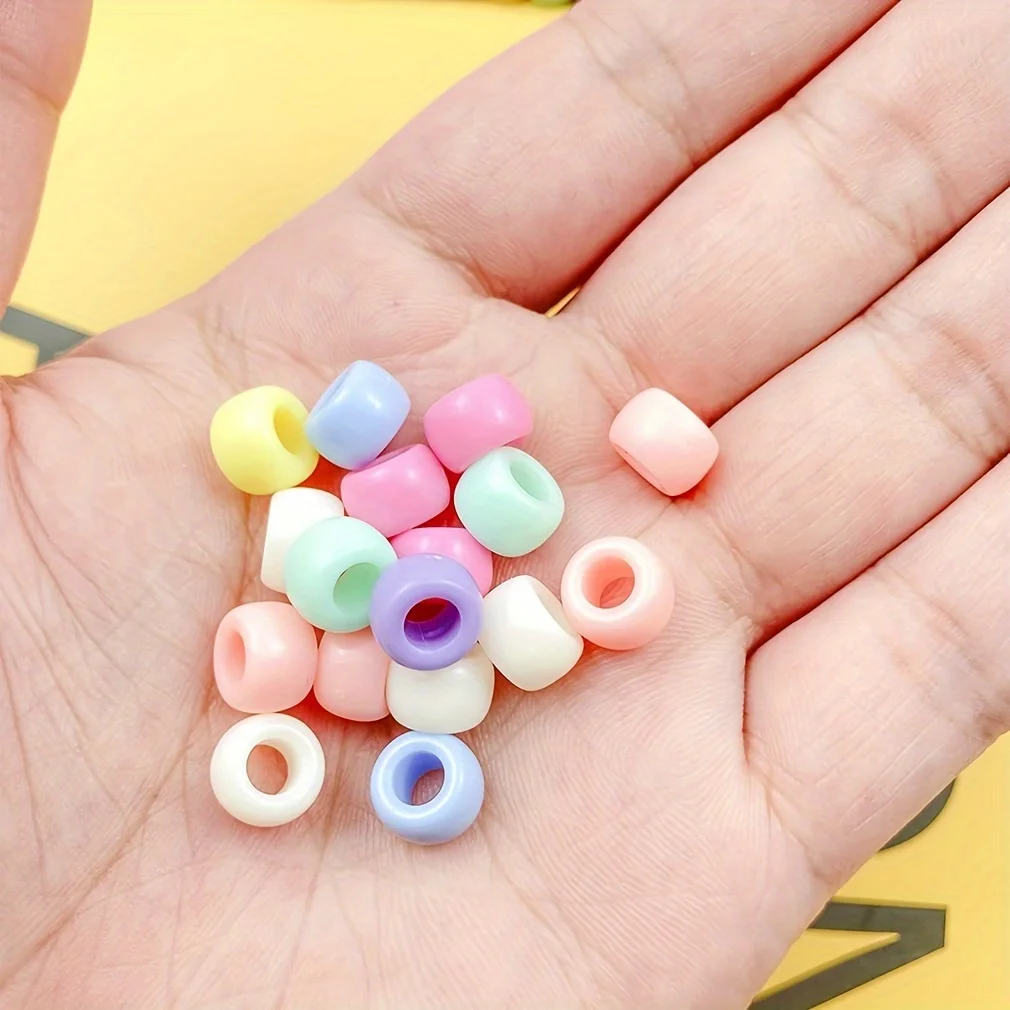 500 Pcs Kandi Beads Large Hole Plastic | DIY Kandi Bracelets Cuffs, Rainbow Pony Beads for Crafts, Phone Chains​