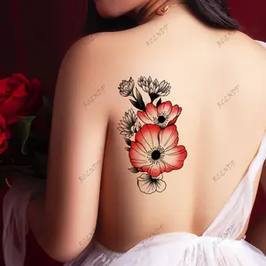 Waterproof Temporary Tattoo Sticker Sexy Peony Flowers Flash Tatoo Fake Tatto Body Art On Chest Arm Back Waist For Girls Women
