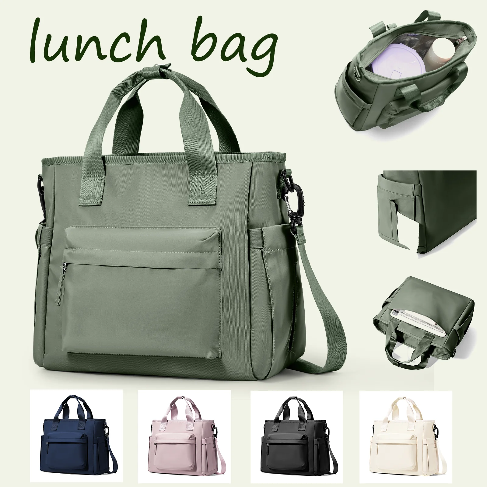 Multi Functional Lunch Bag Large Capacity Fresh Insulated Waterproof And Portable For School Office， Shoulder Strap Picnic Bag