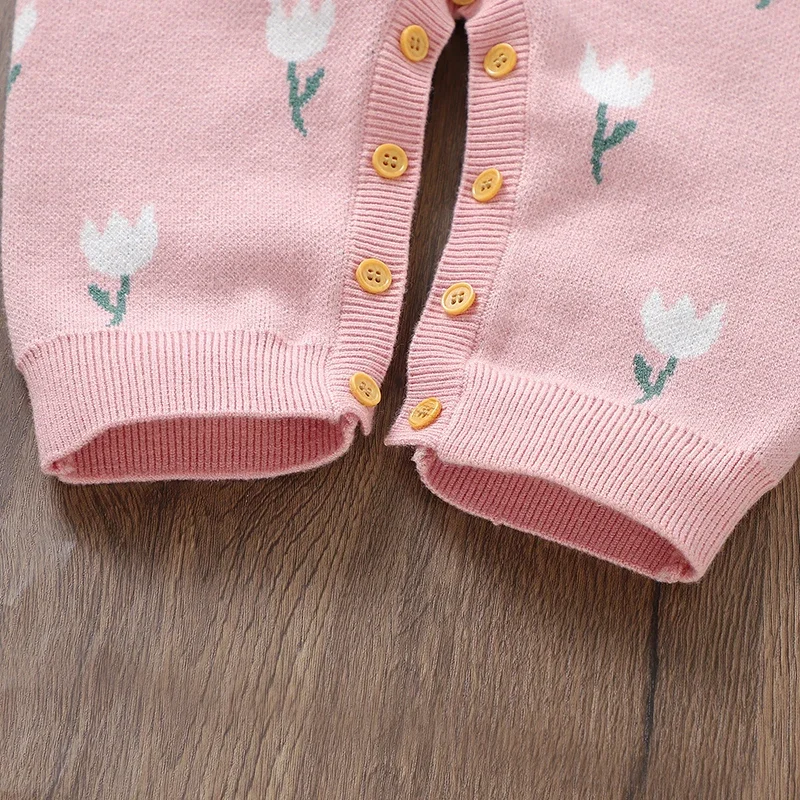 Autumn Baby Romper Knitted Infant Boys Clothes Overalls 0-18M Fashion Cute Tulips Newborn Girls Jumpsuit Outfit Long Sleeve Warm