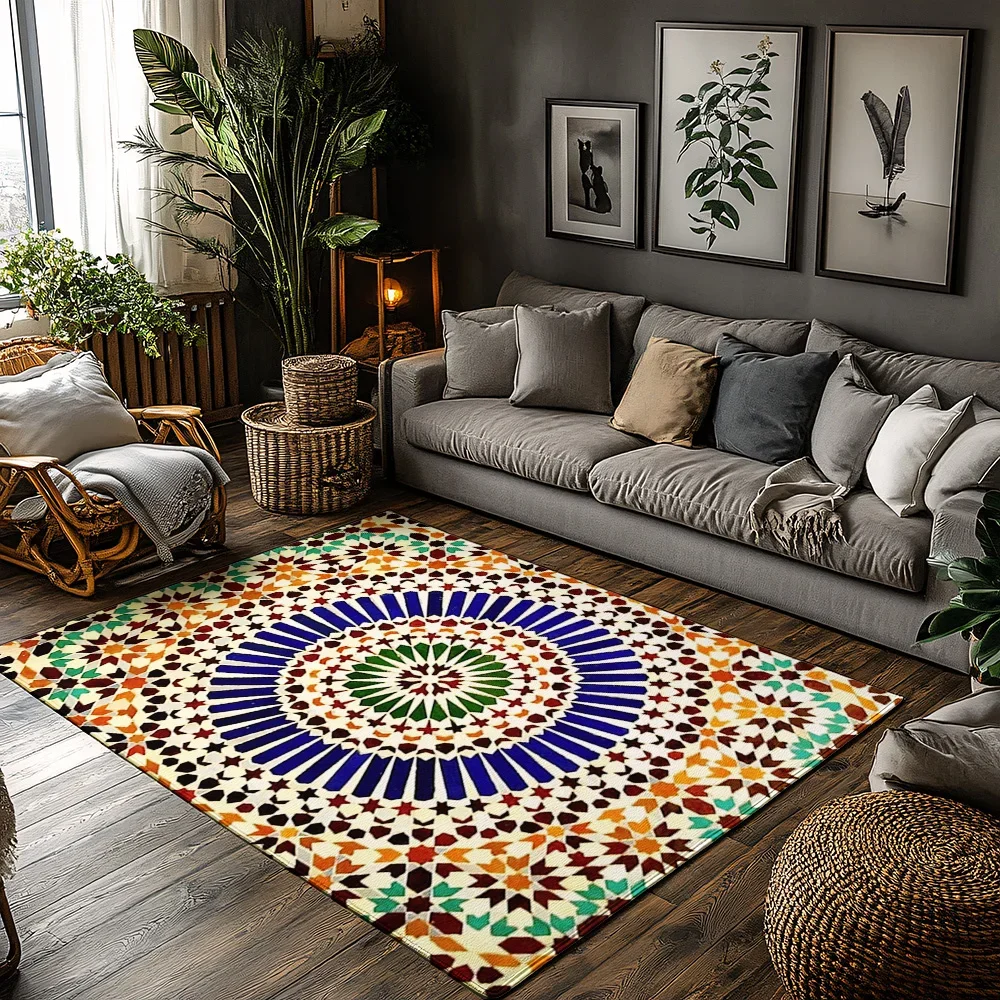 Moroccan Area Rug Vintage Persian Carpet Bohemian Floor Mat Home Decor Living Room Bedroom Kilim Non Slip Washable