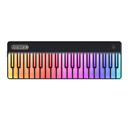 Portable MIDI Keyboard with Gradient Rainbow Lighting—Black and White Mini Electronic Keyboard—Bluetooth Smart Keyboard for Beginners to Compose Music