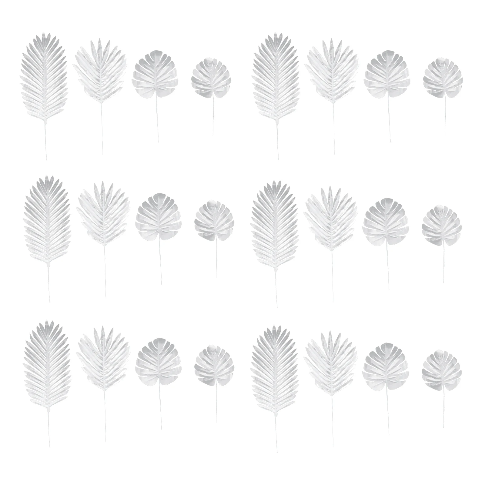 

24pcs Artificial Silver Leaves Decorative Plastic Plants for Home Wedding Banquet Floral Holiday Indoor Outdoor