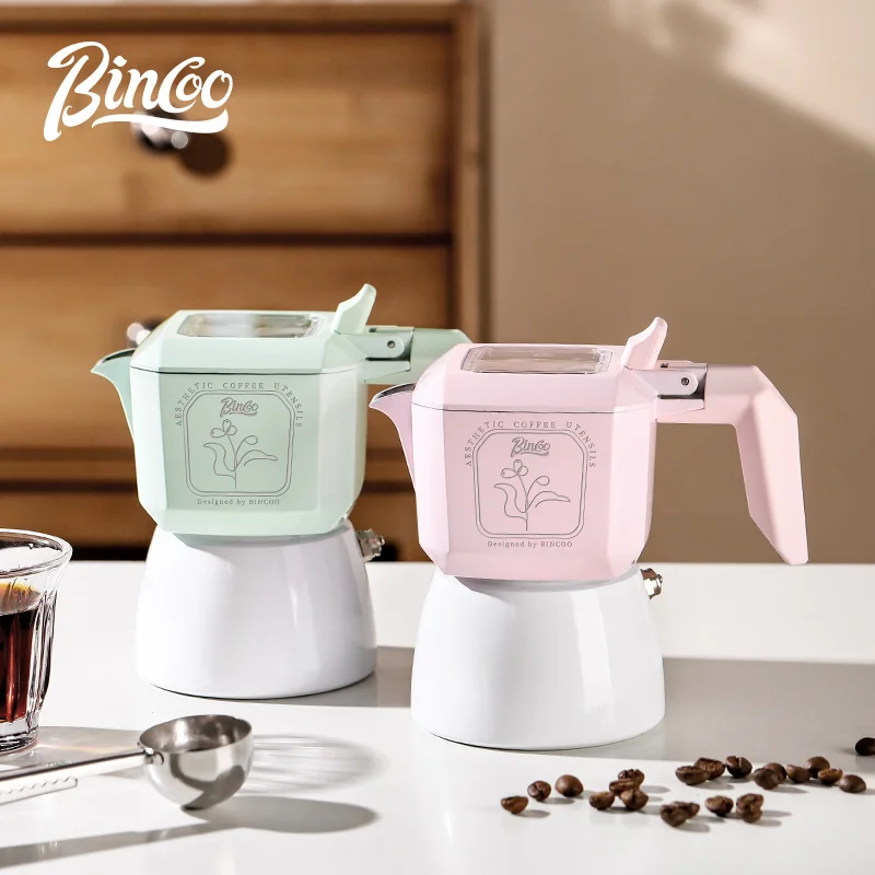 

Bincoo Double Valve Moka Pot Square Coffee Pot Espresso Coffee Maker Grinder Heater Jar Coffee Cloth Powder Spoon Paper Set