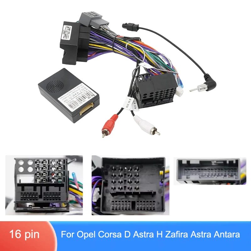 For Opel Corsa D Astra H Zafira Antara 16Pin Android Radio Wiring Harness CANBUS Power Adapter