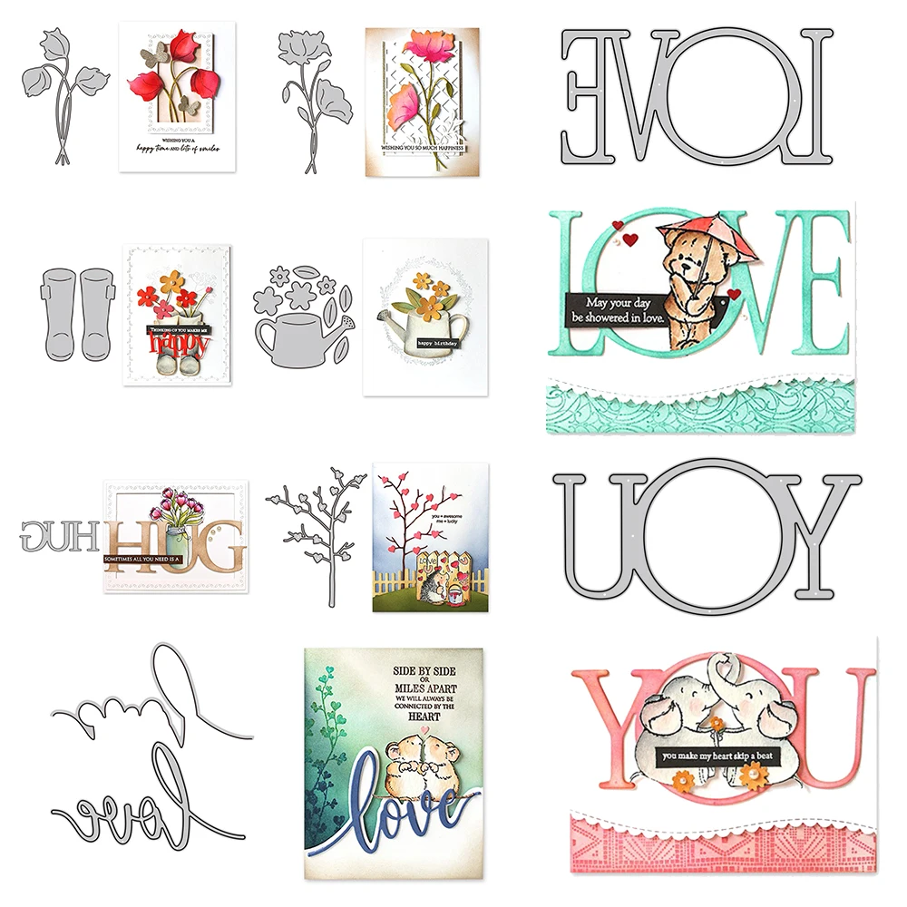 

Spring Flowers Heart Hug Love Joy Letters Metal Cutting Dies DIY Crafts Card Album Making Scrapbooking Stencil New 2023