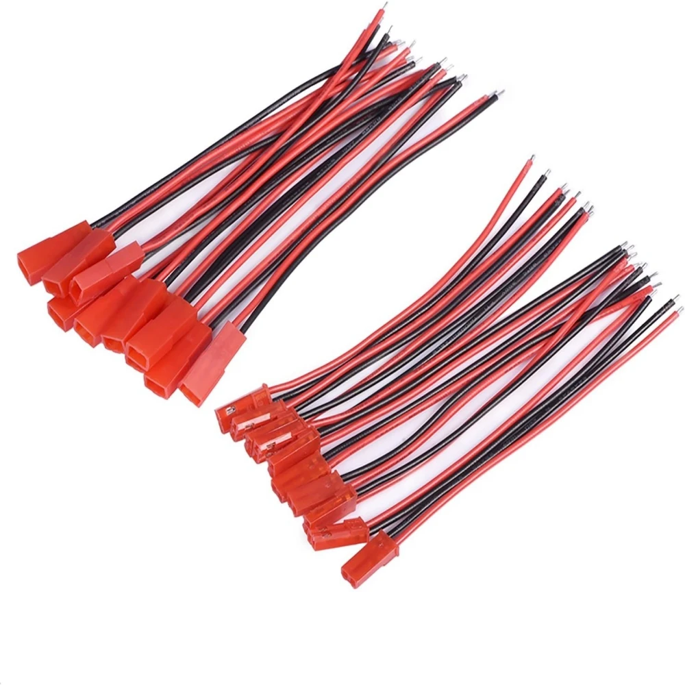 20 AWG JSTConnector 2 Pin Male Female Connector Cable Wire, 10 Pairs | LED Strip RC Battery Wiring