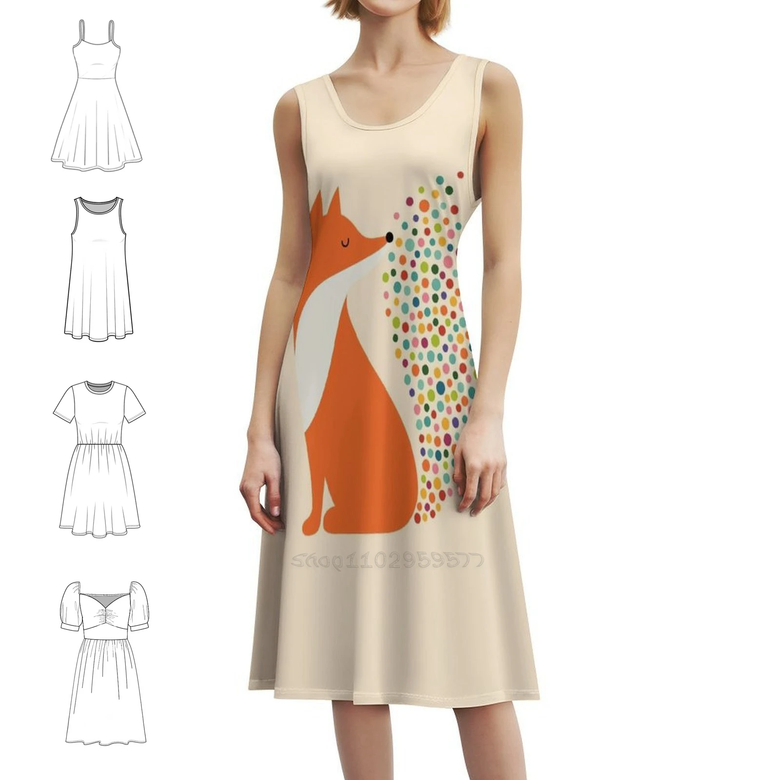 

Little Fire Preppy Style Mini Dress For Women A-Line Loose Fit Casual Day Dress Fox Foxes Baby Fox Fire Dream Geometric Party