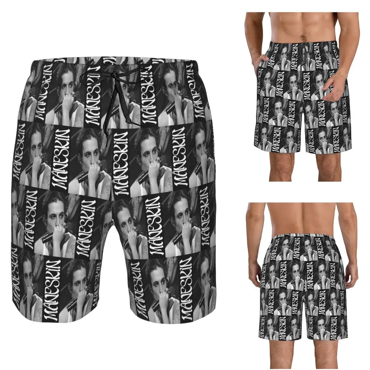 Damiano David Maneskin Trunks Beach Board Shorts Casual Quick Dry Swim Summer Men Pants