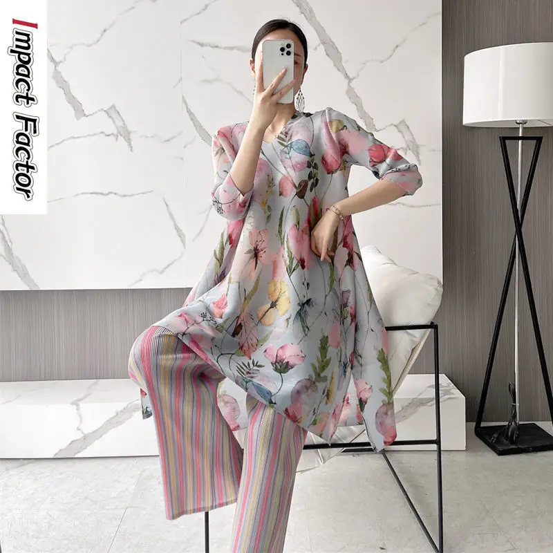 

Miyake Pleated Fashion Flower Fairy Set 2024 Autumn and Summer New Women's Casual Loose, Comfortable, Slim, High Elastic