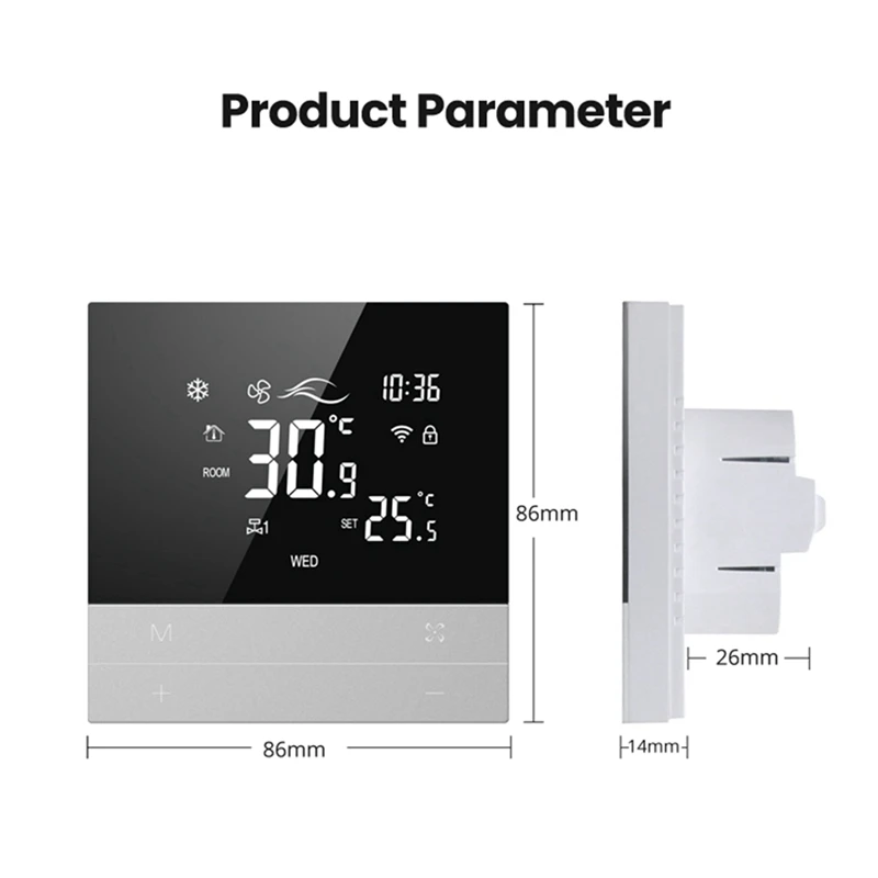 Tuya Wifi interruptor de termostato inteligente calefacción fría unidad de bobina de ventilador de 3 velocidades controlador de temperatura por voz