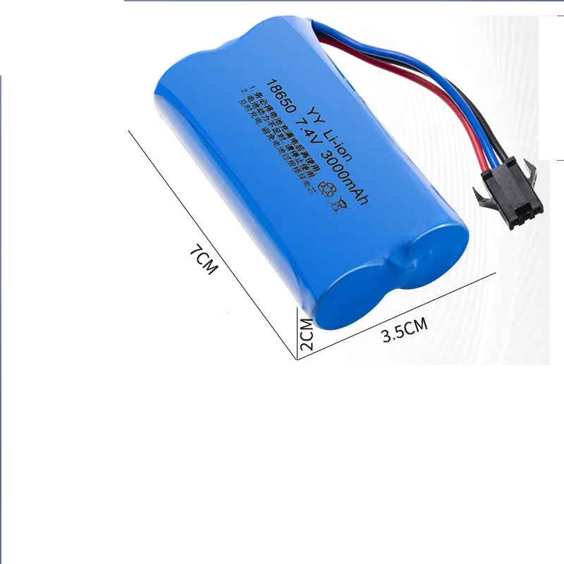 7.4V 3000mAh Lipo Batterij voor Horloge Gebaar Sensing Twisted RC Stunt Auto 1pcs 7.4v 2s 18650 Batterij SM-3P Plug