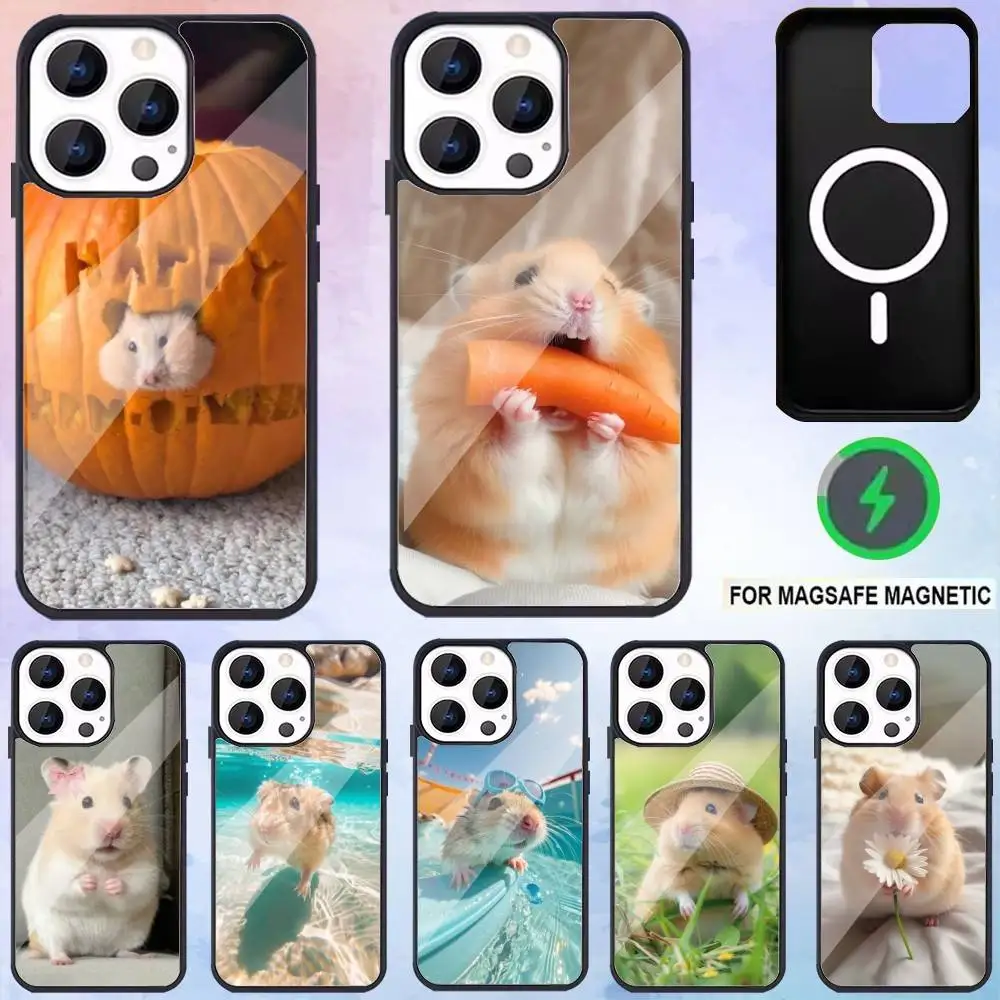 

Cute Animal Hamster Phone Case For iPhone17,16,15,14,13,12,11 Plus,Pro Max Magnetic For Magsafe Wireless Charging
