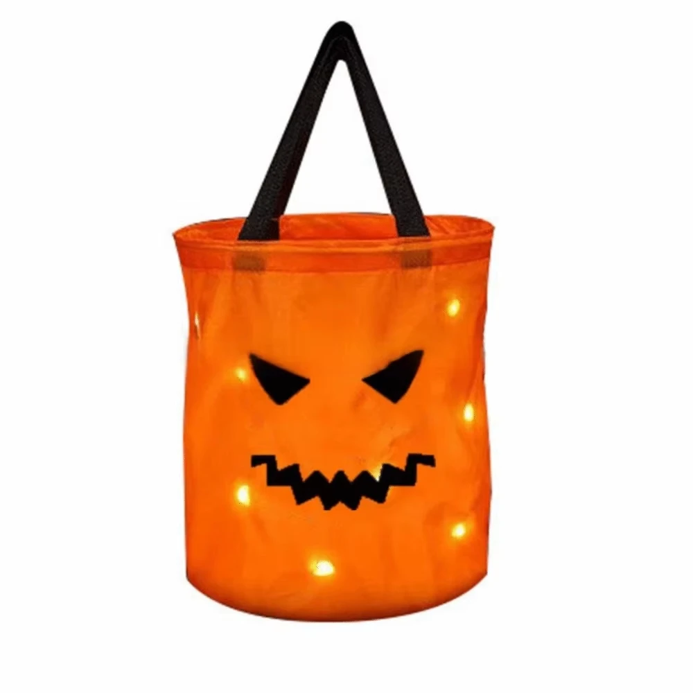 

Модные светодиодные сумки для конфет на Хэллоуин, складные многоразовые сумки для Хэллоуина, многофункциональные принадлежности для Хэллоуина, сумки для трюков или лакомств для детей