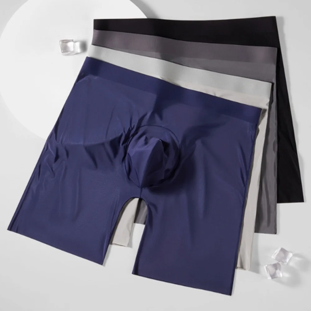 

Men Ice Silk Mid-rise Pouch Underwear Stretch Lengthening Sexy Lingerie Breathable Boxer Quick Drying Underpants Men's Clothing