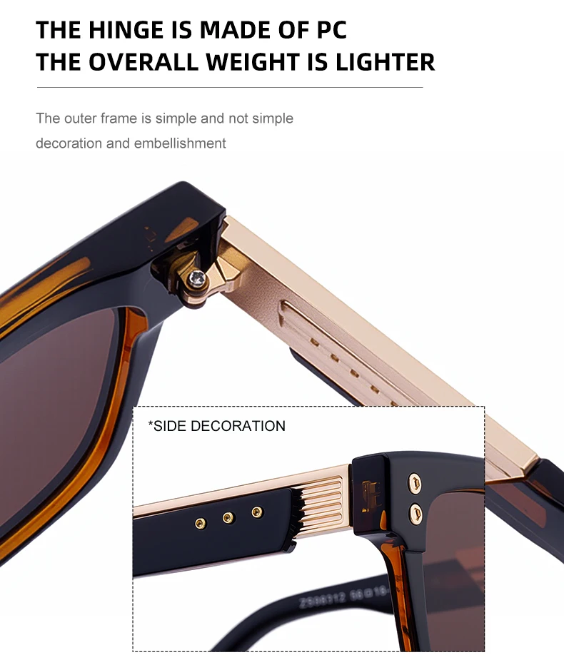 Übergroße klassische quadratische Punk-Sonnenbrille für Herren, 2025, Luxusmarke, Vintage-Fahrsonnenbrille für Herren, Steampunk-Brille, UV400 – Detail 8