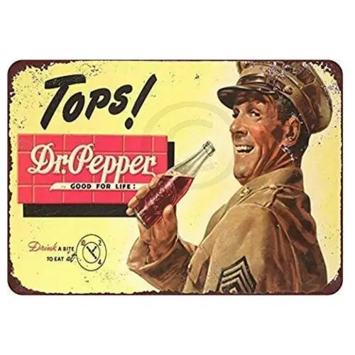 Dr. Pepper Tops! Vintage Metallschild Werbeschild Wandkunst Nostalgische Bar-Dekoration Blechschild