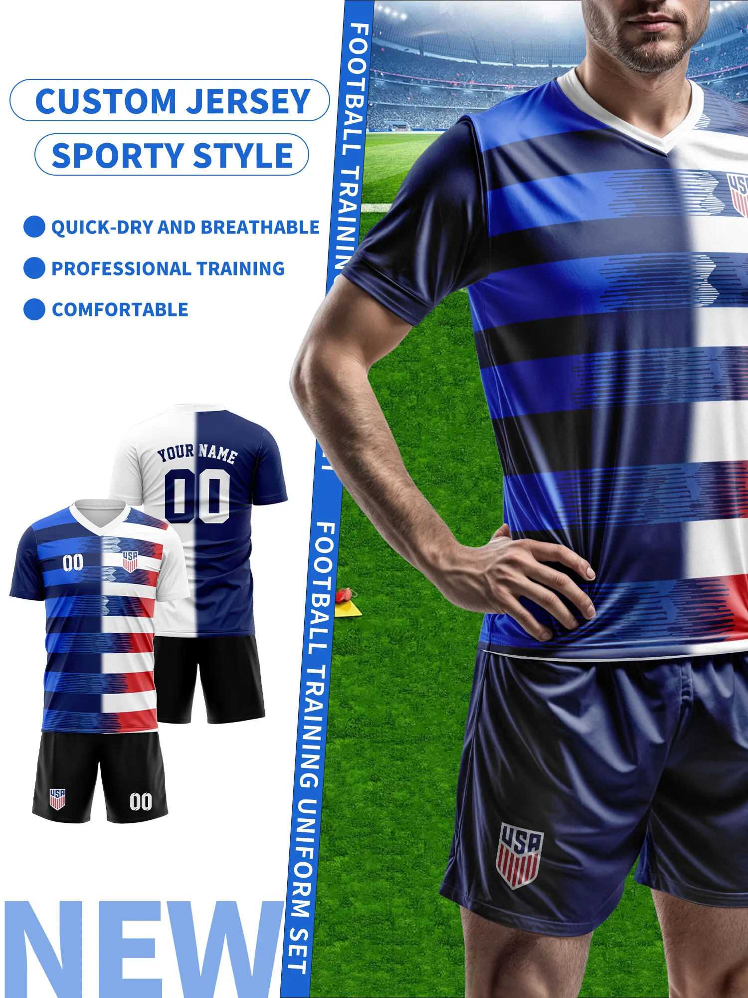 

Персонализированная футбольная форма, футболка с именем и номером, подарок для команды, футбольная форма из прочной ткани.