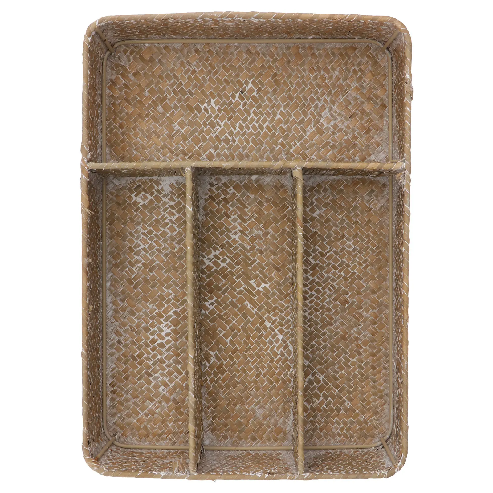 

Straw Box Square Desktop Lattice Straw Box Key Forks Box Storage Holder For Home ( Lattices)