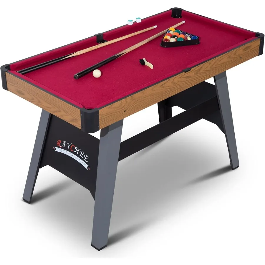 

Portable Wooden Pool Table for Indoor Use Brown with 16 Balls and 2 Cue Sticks Triangle Rack Chalk Brush for Family Game Room P