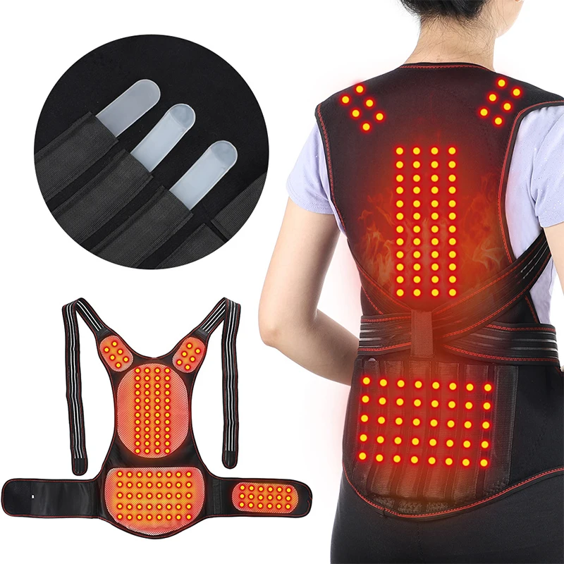 118pcs Tourmaline Magnets Self-heating Vest Shoulder Back Support Posture Corrector Pain Relief Physiotherapy Rehabilitation