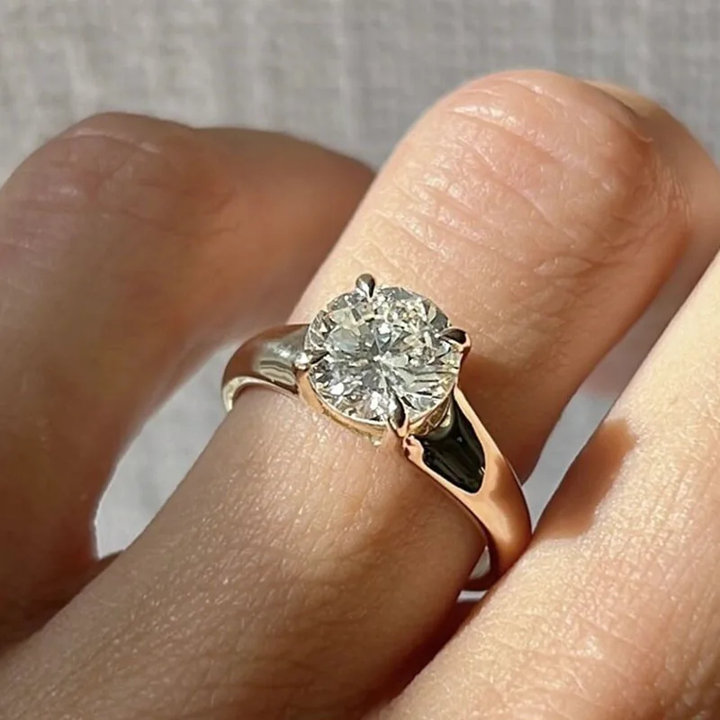 1-5 Carat Factory sell Ring Round cut IGI Lab Grown Diamond Rings Gems 10K/14k gold Ring for Women Fine Jewelry ﻿