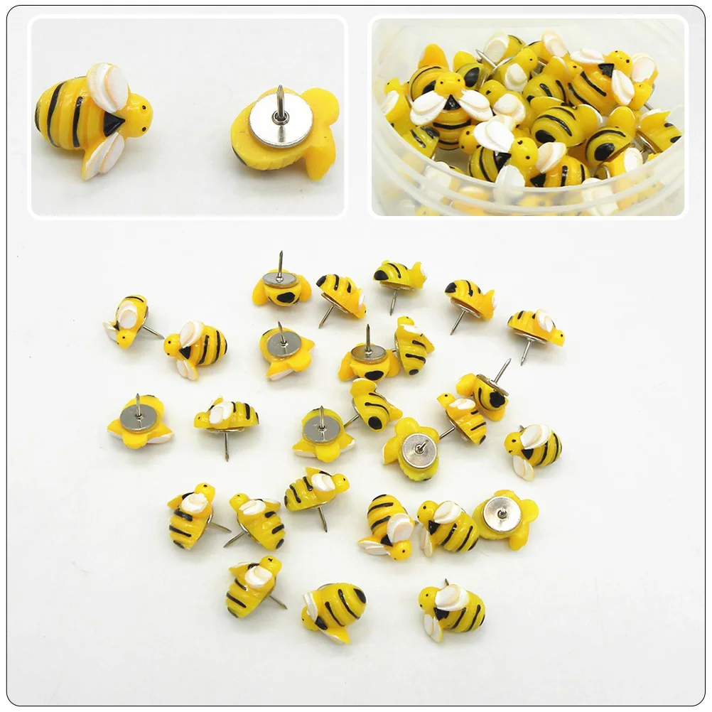

30 Pcs Bee Pushpin Decoration Decorative Thumb Tacks Cartoon Aesthetic Pushpins Cute Iron Office Thumbtack Brads
