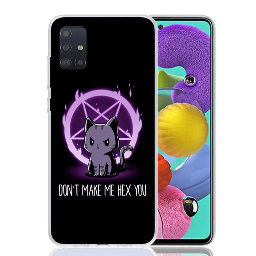 Cute Hell Hail Satan Evil Cat Phone Case For Samsung Galaxy A51 A41 A31 A21S A11 A01 A71 A50 A40 A30S A20E A10S A70 A6 A7 A8 A9