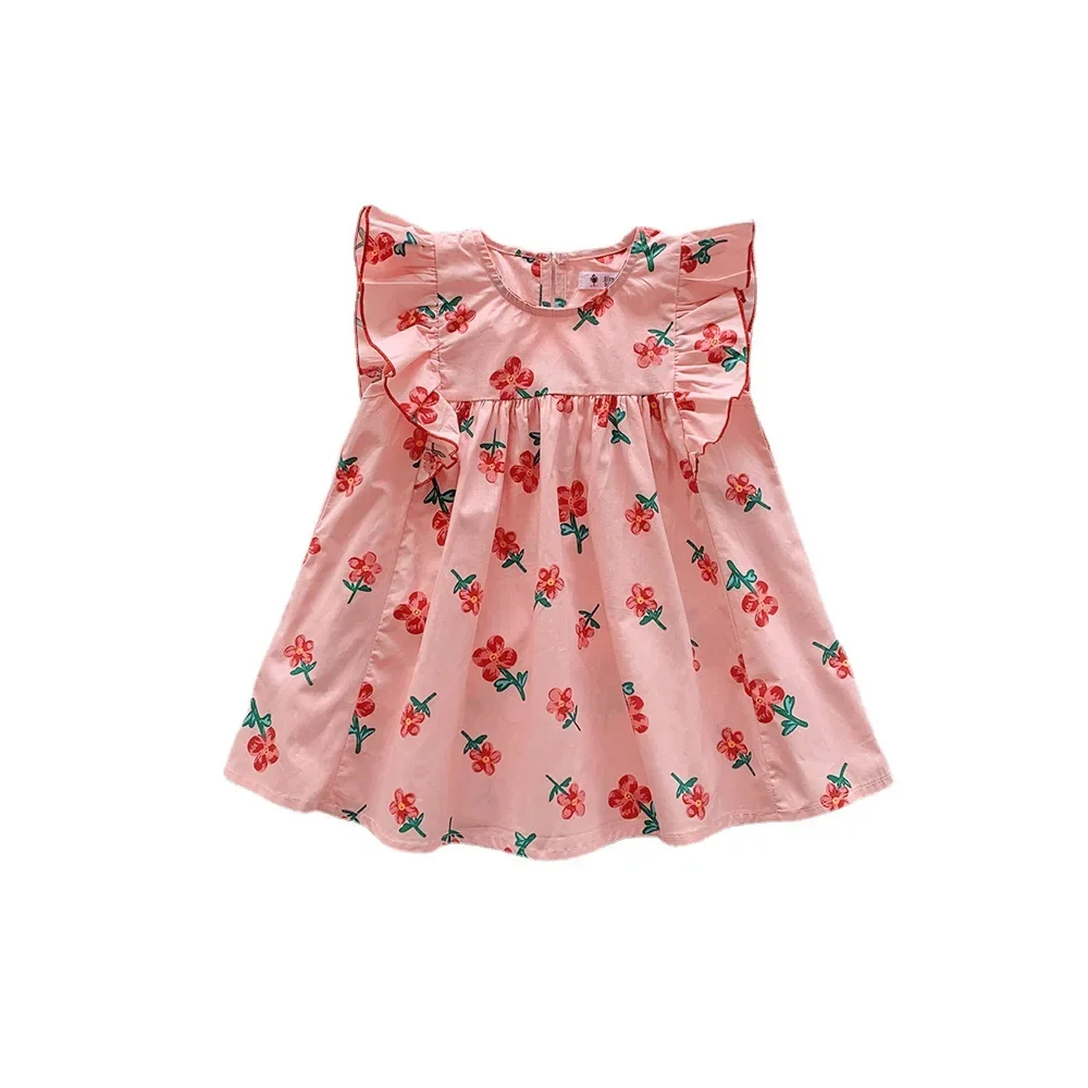 Summer Children's Skirt Baby Flower Printing Clothing Toddler Kids Sleeveless Sundress Tops Kids Birthday Dresses for Girls