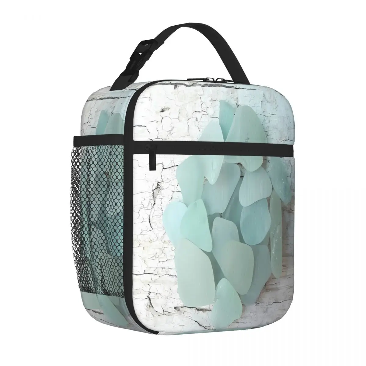 Bestselling Sea Foam Sea Glass On Weathered Wood Pale Oversized Insulated Lunch Bag Newborn Food Storage Student Lunch Bag