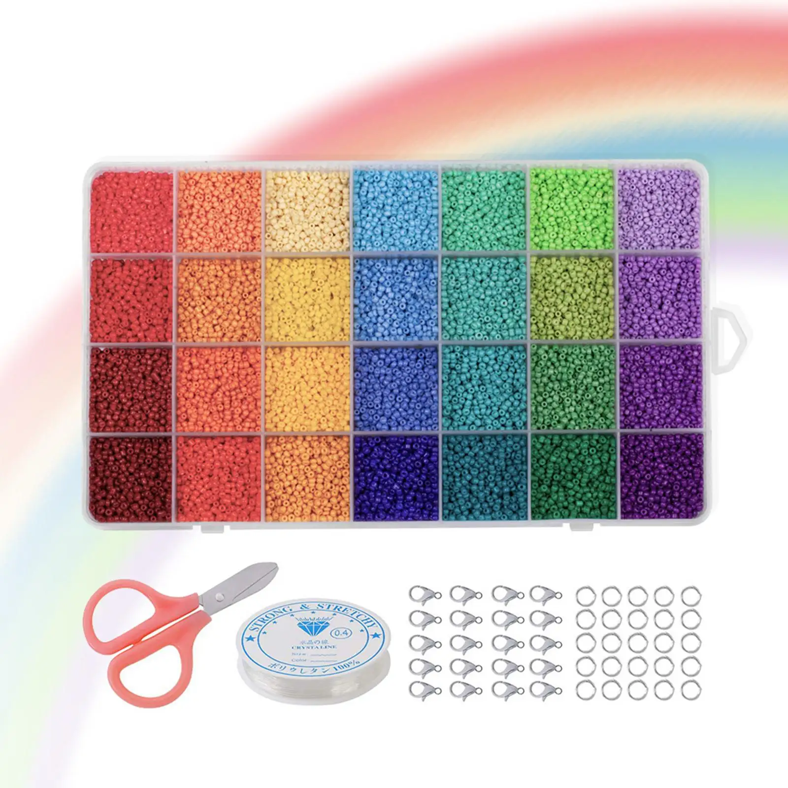 28000Pcs Mini Beads Set 2mm Colored for Jewelry Making Charms Decor Supplies