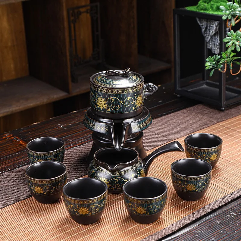 Creativity Ceramic Automatic Tea Set Anti-scald Design Rotate Teapot Flow Out Water High-endTea Set For Wedding Gift