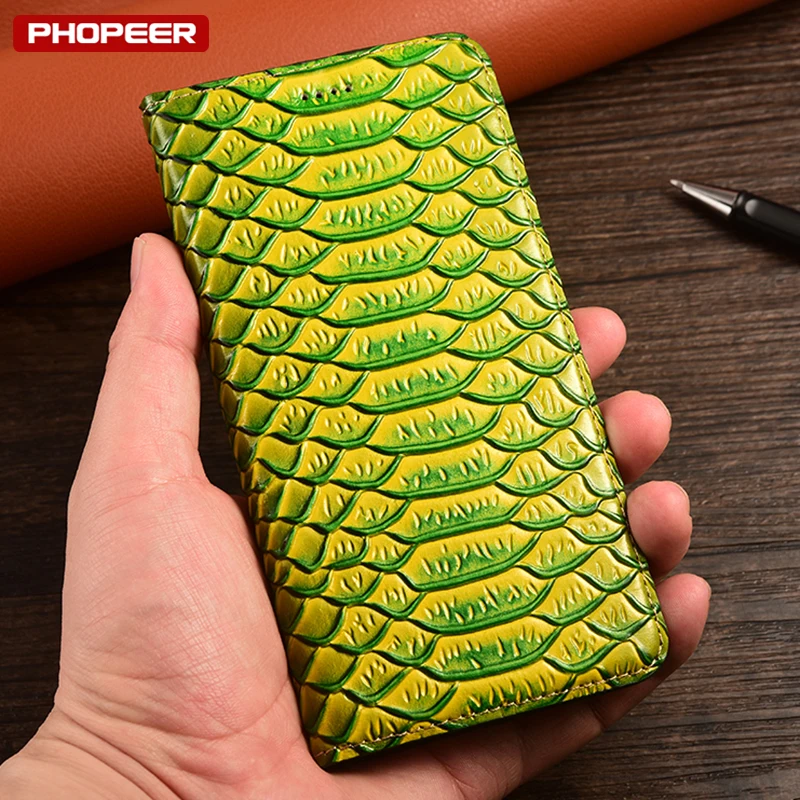 Snake Texture Genuine Leather Case for Vivo Y31 Y72 Y77 Y77e Y72T X Note 5G Wallet Phone Cover With Kickstand Flip Cases